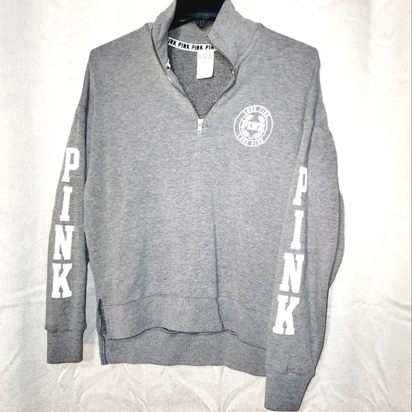 PINK by VS size XS oversize half zip sweatshirt 🩶 - Picture 1 of 2